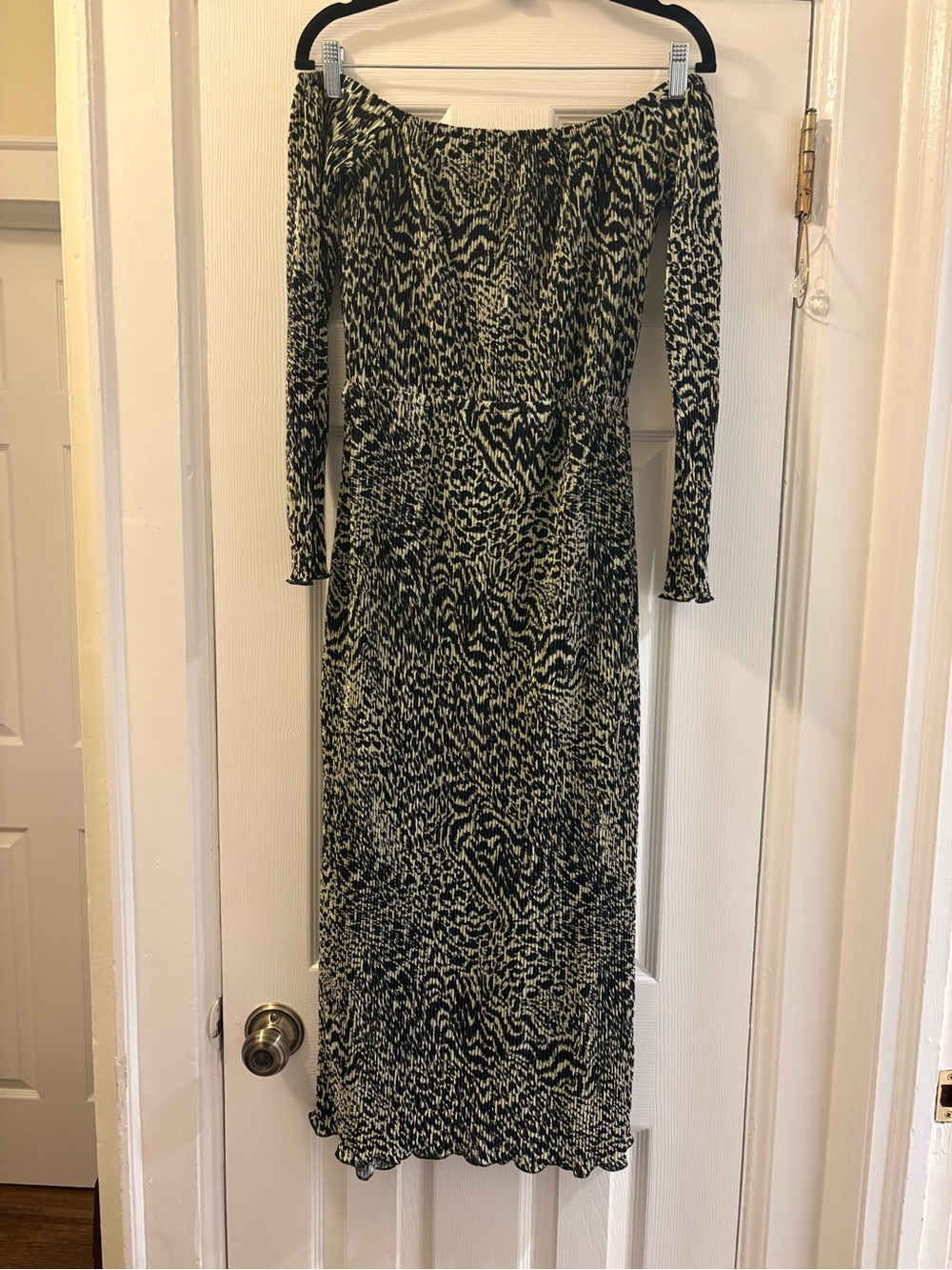 ASOS Design plisse bardot animal print midi dress